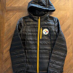 Steelers NFL Team Apparel Women's Quilted Puffer Jacket – Black, Size Medium